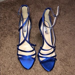 Cute blue heels with Rhinestone